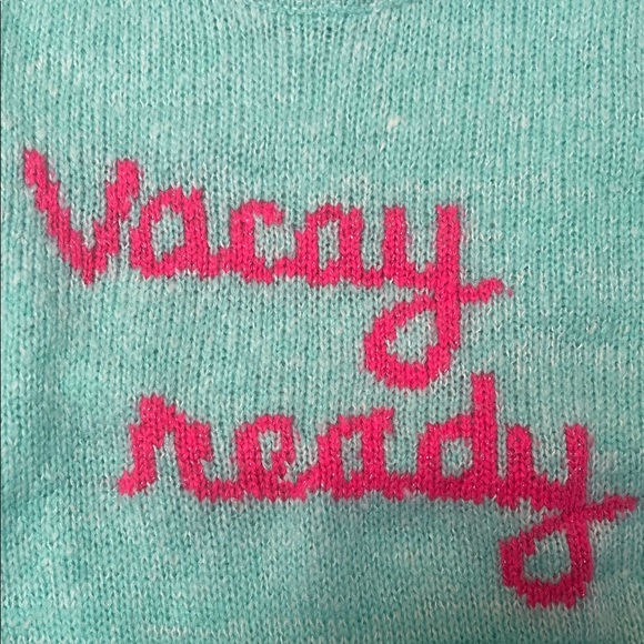Lilly Pulitzer NWOT Vacay Ready Turquoise and Pink Sweater Large - Picture 2 of 4